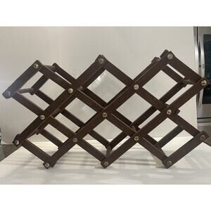Wooden Freestanding Folding Wine Bottle Rack Kitchen Storage Vintage